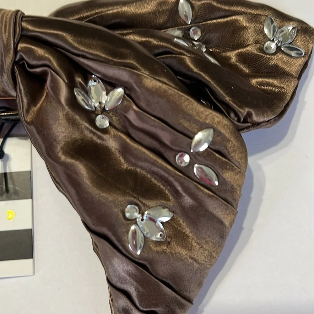 Lele Sadoughi BOW BARRETTE Rootbeer Crystal Honeybee NWT